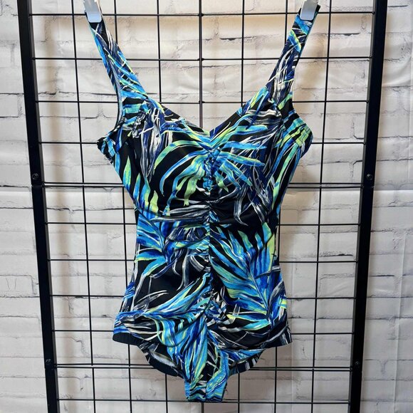 Azul by Maxine Tropical Ruched One-Piece Swimsuit – Size 18 - Picture 1 of 9